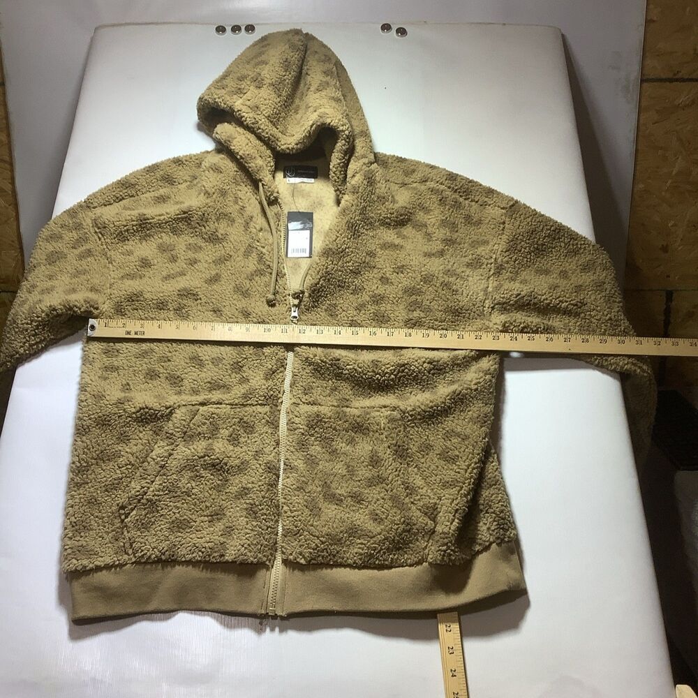 Original Use Brown Taupe Cheetah Regular Fit Zip-Up Hoodie, L 195994741425